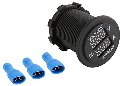 Cocoarm Amperímetro Voltímetro Digital LED Dual de 12-24 V, Material Ignífugo Arenoso Molido, Pantalla de Alta Precisión para Monitoreo de Batería de Automóvil
