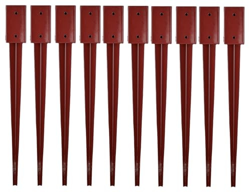Unibos | 10 X Heavy Duty Fence Post Holder Support With Drive Down Spike For Posts 75mm X 75mm