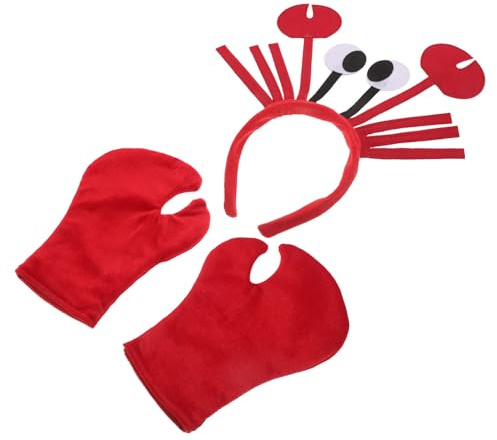 minkissy Ocean-themed Headband Crab Claw Costume Gloves Animal Hair Hoop for Halloween Cosplay Party Cute Lobster Accessories for Women