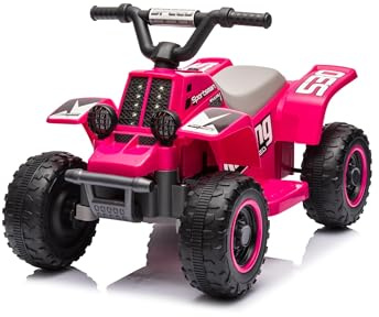 Quad Elettrico per Bambini 6 V, Auto Elettrica per Bambini con LED e Musica, 1,8 Km/h con Clacson, Avviamento con Un Pulsante, Lungo Raggio, ATV per Bambini Oltre 3 Anni