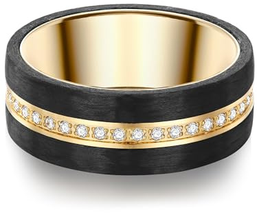 Trilani Damen-Ring aus Edelstahl gelbvergoldet/Carbon mit Zirkonia Weiß