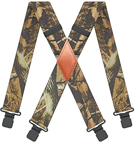 MENDENG Men's Camouflage Clip-End Suspenders 2 Strong Clips Heavy Duty Braces
