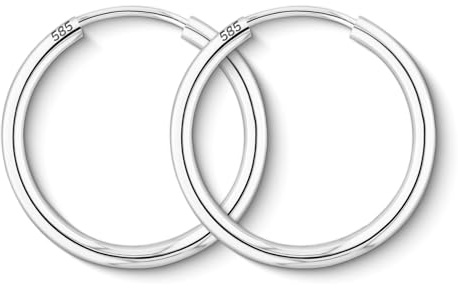 EDELIND Creolen Gold 20 mm 375 585 750 Weißgold Hoop Ohrringe Damen Mädchen 9 14 18 Karat Echt Gold Breite 2 mm Damenohrringe mit Schmuck Geschenkbox
