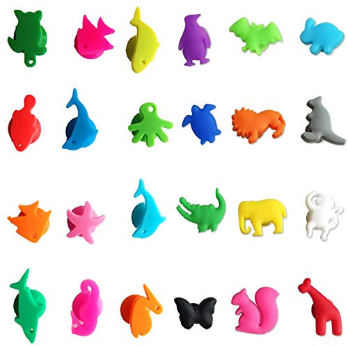 Chingde Identificatore del Bicchiere di Vino, 24 Pezzi Marcatori per Bicchieri da Vino Marcatori per Bevande in Silicone Identificatori di Vetro riutilizzabili Contrassegno di Accessori per Il Vino