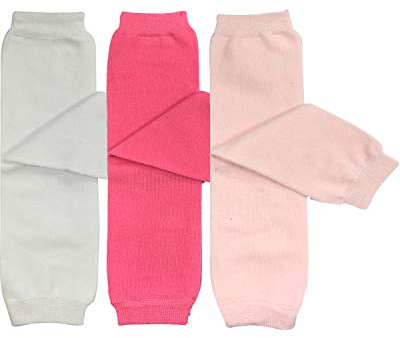 allydrew 3 Pack Solid Color Baby Leg Warmers & Toddler Leg Warmers, Light Pink, White, Hot Pink