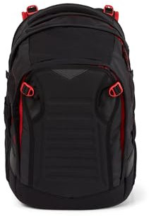 satch match Schulrucksack ergonomisch, erweiterbar auf 35 Liter, extra Fronttasche, Fire Phantom - Schwarz
