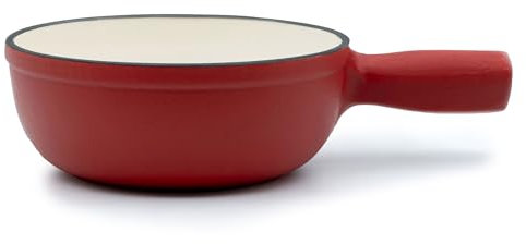osoltus Fondue | Käsefondue | Fleischfondue Topf Gusseisen rot matt 6 Personen Emaille