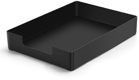 AZFUNN Letter-Size Tray Desk Letter Tray Paper Tray, Sturdy Heavy-Duty Plastic Printer Paper Tray, Single-Tier Stackable File Storage Organizer for Office Home (Black)