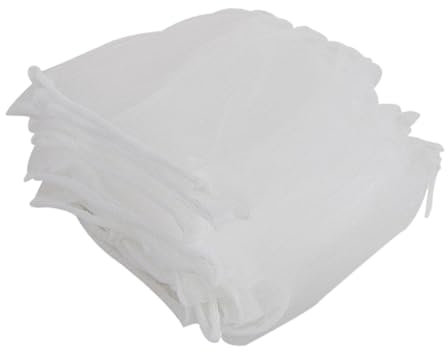 NUOBESTY 200pcs Kitchen Sink Filter Nets, Cotton Fine Mesh Strainer Bags, Flexible Elastic Drain Net Pouches to Prevent Blockages, White, for Kitchen Waste Disposal