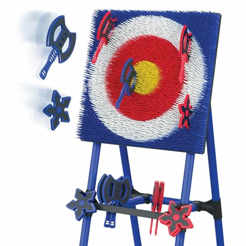 Elite Select East Point Light Up Axe Throw Set with 1 x Light Up Axe Throw Target, 8 x Light Up Throwing Axes, 6 x Bristle Darts