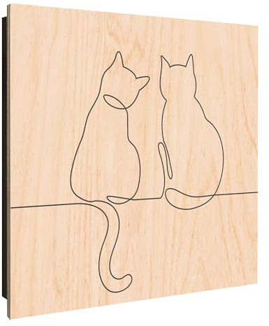 banjado Design Schlüsselkasten Holz für 50 Schlüssel - Schlüsselbox mit bedruckter Holzfront - Korpus schwarz 30 x 30cm groß - Schlüsselaufbewahrung mit Motiv Katzenliebe 2