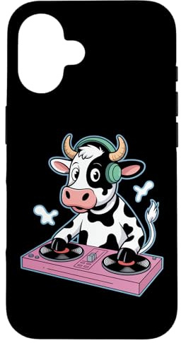 Dj Vaca Con Auriculares Tocadiscos Música Carcasa para iPhone 16