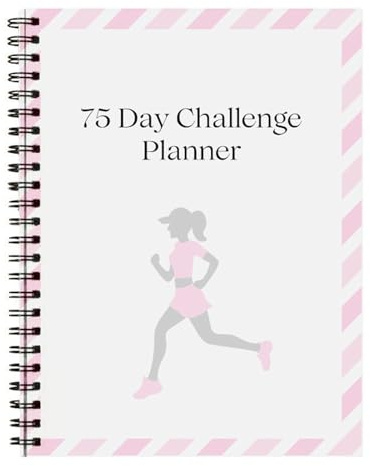 Planificateur de défi de 75 jours avec reliure à double spirale Couverture souple Agenda journalier Fitness Lecture Journal de régime 21 x 14 cm Carnet de motivation quotidienne et de suivi des