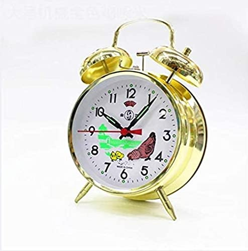 Chicken Vintage Mechanical Wind Up Twin Bell Alarm Clock, Ticking Cartoon Chick Loud Alarm Clock