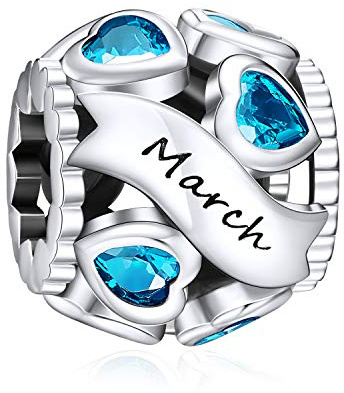 NINGAN Birthstone Charms für Armbänder Roségold Silber Charm 925 Sterling Silber Openwork Perlen Charms, Liebesherz Charms für Armbänder und Halsketten