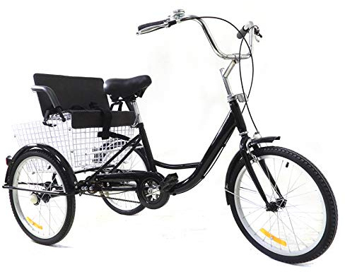 TFCFL 20 Zoll Dreirad für Erwachsene Getriebelos Aluminium Erwachsenendreirad Shopping mit Korb Single Speed Rad Fahrrad für Erwachsene Adult Tricycle Comfort Fahrrad Outdoor Sports City Urban