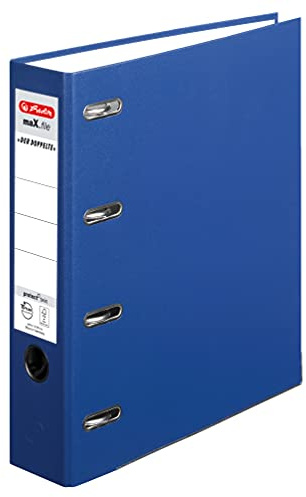 herlitz Doppelordner maX.file protect, A4, Rückenbreite: 7cm, Blau, 4 Ring-Mechanik, Ablage: 1 x A4 oder 2 x A5 quer, 10 Stück