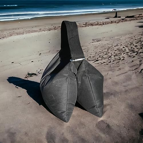 Sandbaggy Saddle Sandbags (Black) - Comes Pre Filled with 15 lbs. of Sand (25 lb. Weight Capacity) - Weights for Photography, Tents, Outdoor Equipment (2, 10 Width x 23 Length)