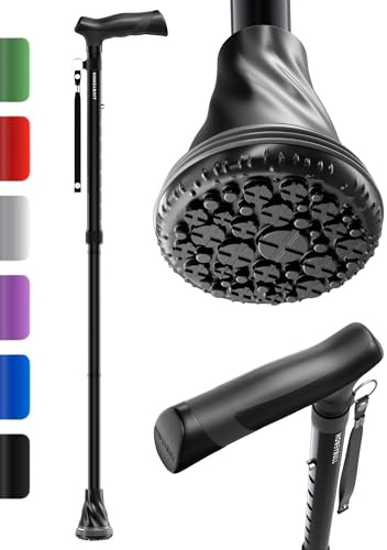 HONEYBULL Bastón para Caminar Bastones De Punta Única para Hombres Y Mujeres, Baston Retractil, Resistentes hasta 112 Kilos, Bastones para Adulto Mayor (Negro)