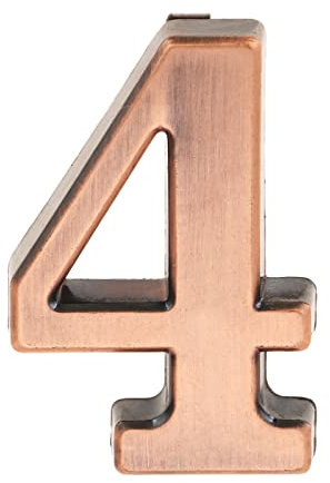 ZiYouao Hausnummer 3/4-stellige Hausnummer Türschild Imitat Metallschild Kunststoff Außen Briefkasten Hotel Apartment 0-9 mit Selbstklebendem Aufkleber Hausnummernschild(4)
