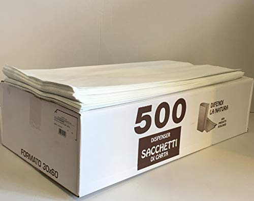 50/100/500 Sacchetti Grandi di Carta Bianchi 30x60 cm Sacchetto in Carta Kraft Bianca per Alimenti Pane Dolci DOLCIUMI Articoli da Forno ORTOFRUTTA (50)
