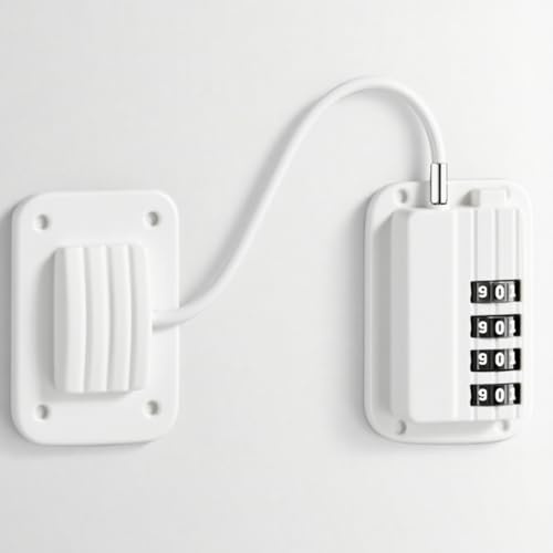 Lucchetto per Frigorifero con Combinazione, Chiusura Frigorifero Blocca Migliorata per Bambini Adulti, Blocca Porta Frigorifero per Frigorifero Armadi Porte Finestre Guardaroba (Bianco-2 pezzo)