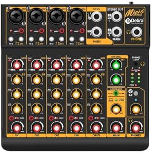DJ-Mixer, OTG Metall Mixer DJ Konsole Mini6 Mit Bluetooth 48V Power Delay Repaeat Wirkung for Sound Mischpult PC Aufnahme(Mini6 OTG)