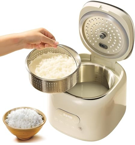 Cuociriso da 2,5 litri, multicooker piccolo a basso contenuto di zucchero con cestello per cottura a vapore, mantenimento in caldo 24 ore e timer ritardato, 8 menu preimpostati per riso bianco/integra
