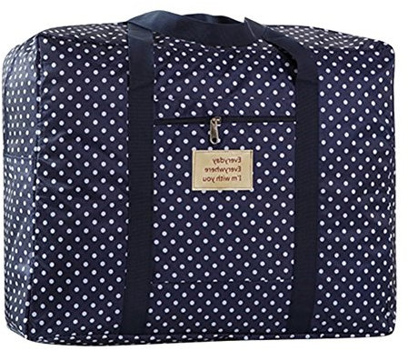 Qchomee Oxford Aufbewahrungstasche, 60*50*30cm, 90L, Blau, Reißverschluss, Faltbar, Bettwäsche, Decken, Kleidung