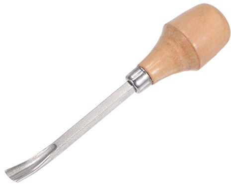 uxcell Wood Chisels Carving Knife, 10mm Chrome Plated 45# Carbon Steel Curved Half-round Tip Woodworking Hand Tool Graver 130mm (5-Inch) Length