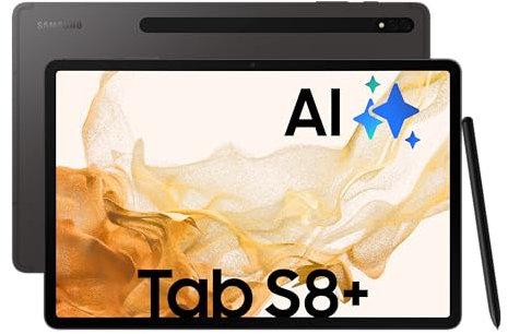 Samsung Galaxy Tab S8+, 12,4 Zoll, 128 GB interner Speicher, 8 GB RAM, Wi-Fi, Android Tablet inklusive S Pen, Graphite, inkl. 36 Monate Herstellergarantie [Exklusiv bei Amazon]