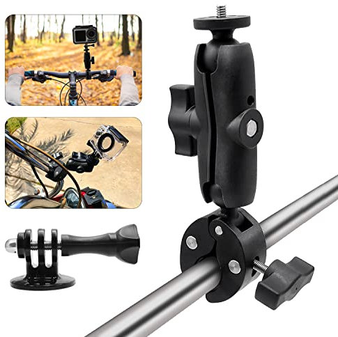 Supporto Camera Moto per GoPro,Morsetto Treppiede,Manubrio Regolabile Girevole a 360°,Supporto Bici Bicicletta Moto Manubrio per GoPro Sony Nikon Canon Panasonic la maggior parte delle action cam