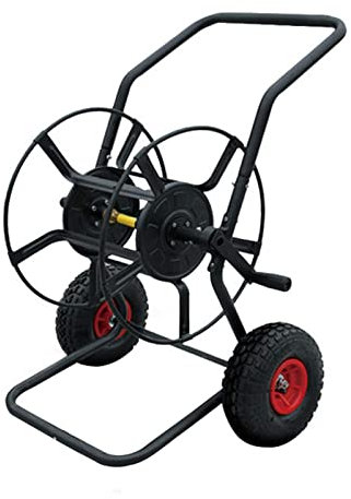 Tragbarer Schlauchwagen, Gartenschlauch-Aufbewahrungsgestell, Outdoor-Metalltrommel mit Gummirädern, 62 * 62,5 * 95 cm großer manueller Schlauchhalter, 100 m Wasserleitung, einschließlich Zu