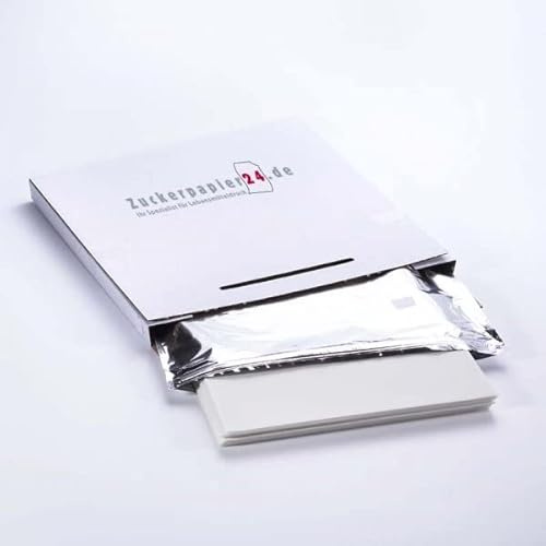 Zuckerpapier® Original Papier Décoratif Plus®, 25 feuilles, format A4, feuilles a sucre pour imprimer des photos sur gateau [1-TFf]