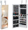 LEADZM Schmuckschrank Hängend, Wandspiegel, Spiegelschrank, Abschließbarer Wandschrank, Hängeschrank, Schmuckaufbewahrung, Schmuck-Organizer, 37 x 10 x 108 cm, Weiß