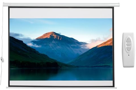 HOMCOM Beamer Leinwand 171 x 130 cm 84 Zoll 4:3 HD 4K Projektionsleinwand Elektrische Motor Leinwand mit Fernbedienung für Heimkino oder Präsentationen Weiß