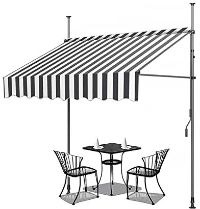 FGDIUCVN Patio Telescopic Awning Awning Manual Retractable Awning, Height Adjustable Pergola Shade Cover With Protection, Door Canopy,Canopy Awning,Any Window Or Door,Gray,157.4