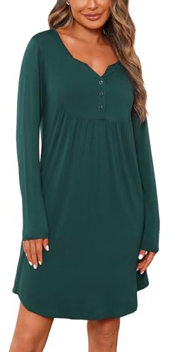 Jahetuul Camicia da Notte Parto Ospedale Cotone a Maniche Lunghe Vestaglia Allattamento con Bottoni Scollo a V Camicia Premaman Adatto Casa