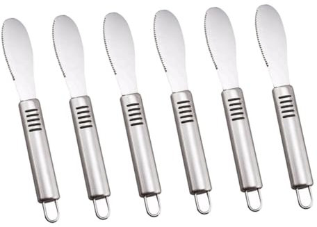 Amosfun 6St Marmeladenverteiler Cremestreuer Tortenschneider-Server Dessert-Käsestreuer Creme-Käse Vorspeisenverteiler Sandwichverteiler Sahnemesser Buttermesser aus Edelstahl Silver