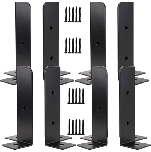 MAKTSAM Set di 8 staffe resistenti per pali da recinzione, verniciate a polvere, base regolabile, supporto per recinzioni da giardino, riparazione di cassette postali