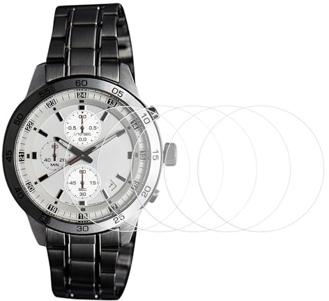 sourcing map 5pcs Watch Glass Screen Protector 46mm 9H High-Alumina Tempered Glass Anti-Scratch Waterproof HD Round Smart Watch Dial Crystal Face Protective Film with Dust Removal Sticker