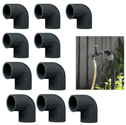 10Pcs 90 Degree Elbow, 20mm 25mm PVC Pipe Conduit Fittings 2 Way Right Angle Elbow Side Outlet Adapter Coupling PVC Fitting Connectors for DIY Building Furniture, Plumbing Change Direction Grey