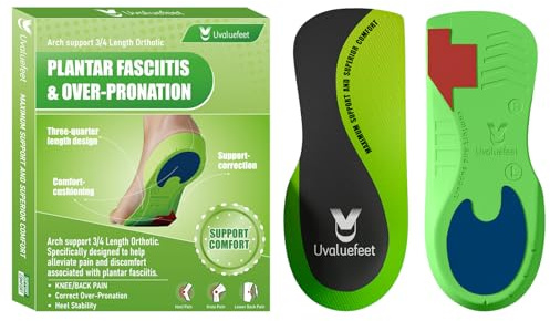 Orthopädische Einlegesohlen 3/4-Länge, Fußgewölbestütze Schuheinlage für Plantarfasziitis und Plattfuß, Fersensporn Einlagen, Dual-Dämpfendes Pads-Design, Komfort Einlegesohlen für Herren und Damen-XL