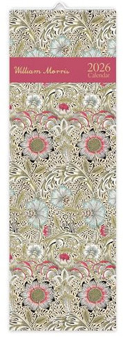 William Morris Calendrier mural fin 2026 | Planificateur mensuel avec des imprimés classiques comme le voleur de fraises, le cray et le prunellier