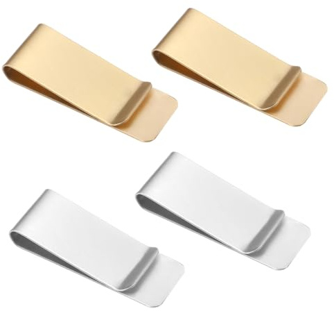 Jeffdad 8 Stück Edelstahl Geldklammer Herren, Slim Geldscheinklammer Tragbare Geldklammern Metall Geldclip für Bargeld Rechnungen Karten Banknote Geldscheine Visitenkarte Kreditkarte (Silber, Gold)