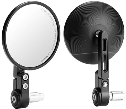 KEMIMOTO Espejos Moto de Extremo de Manillar, Retrovisores de Manillar con Certificación E-Mark, Giratorios 360°, Espejos Laterales de 7/8 (22 mm), Compatible con Scooters y ATV (2 piezas)