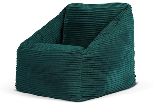 Icon Natalia Pouf Enfant, Velours Côtelé, pour Poire avec Remplissage, Chaise Enfant, Fauteuil Chambre, Meuble Chambre, Meuble Salon, Bleu Canard