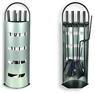 HERSIG - Set de Chimenea - Utensilios Chimenea de Leña con Soporte - Juego de 4 Accesorios de Forja -Pala, Escoba, Pinzas y Atizador - Accesorios Estufa y Chimeneas Leña