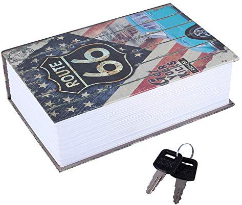 Buch-Safe Buchtresor mit 2 Schlüsselschloss, Buch-Stil-Tresor, Safe Aufbewahrungsbox Abschließbar im Buchstil, Safe Dose Bücherregal-tresor für Aufbewahrungs (American Dream