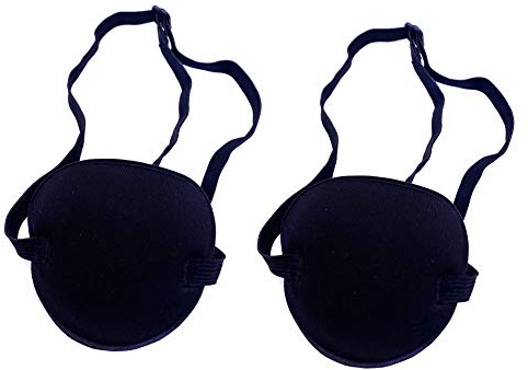 ericotry 2 Stück verstellbare Augenklappen, konkave Form, einzelne Augenmasken-Abdeckung, Pads für Amblyopie, Strabismus, visuelle Schärfe korrigiert (schwarz)